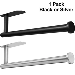 Paper Towel Holder Under Cabinet Wall Mount for Kitchen Towel, Self-Adhesive Bar, Rack, Stainless Steel 13 inch, Bathroom Accessory