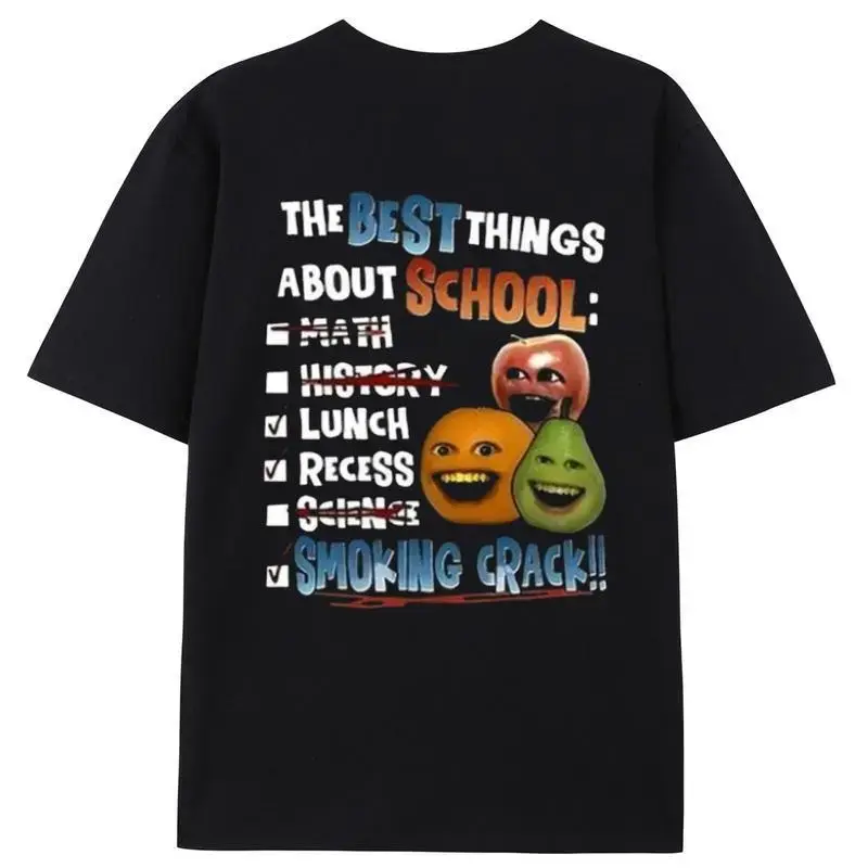 Women's Fitted Annoying Orange Funny T-Shirt, Streetwear Top with The Best Things About School Graphic - Sports & Outdoor Sports Top, Tshirt
