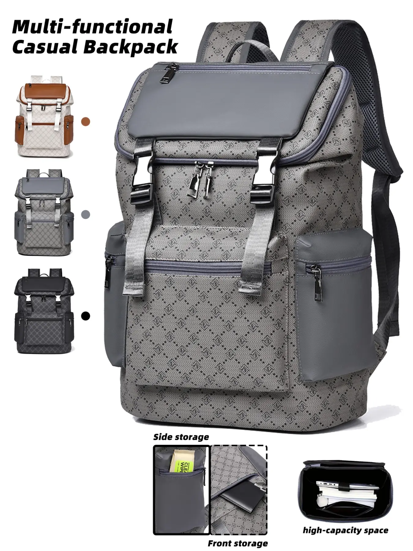Multifunctional Hiking Laptop Backpack, Classic Unisex Travel Shoulder Bag, Waterproof Fabric, Large Capacity, Fits 17.3 Inch Computer, Traveler Essentials Backpack, Laptop Compartment Backpack, Backpack For Laptop, Travel Backpacks