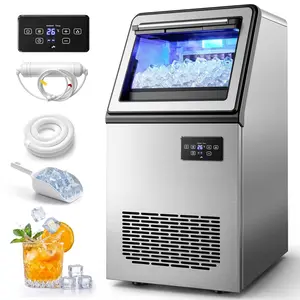130LBS/24H Commercial Ice Maker Machine, 35LBS Storage Capacity, 6-Min Fast Ice, Self Cleaning, 16-Level Ice Thickness, Under Counter Freestanding Ice Machine