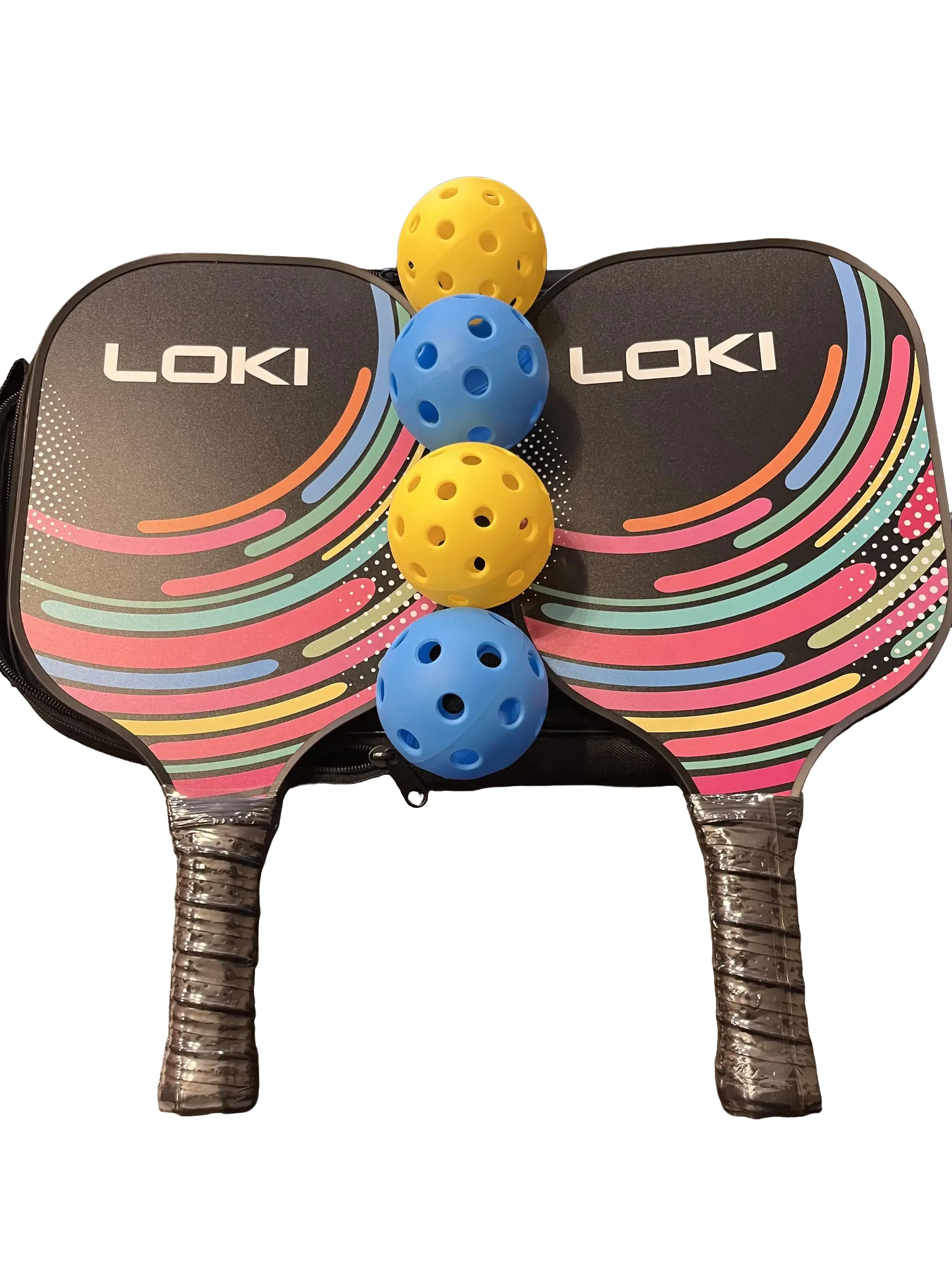 LOKI Pickleball Set of 2 with 4 Balls and Bag