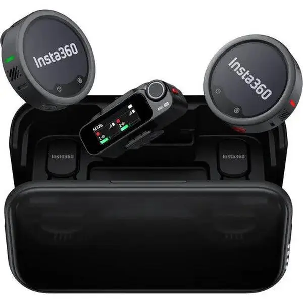Insta360 Mic Pro 2-Person Wireless System, 2.4 GHz Wireless Microphone with Receiver, Mount, Compact Design, High-Quality Recording & Audio for Edits