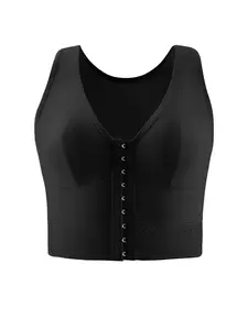 Women's Pre-Workout Shaping Athletic Fitted Sports Bra Hook-and-Eye Corrector Shaper Wireless Athletic Fitness Bra Flatters Figure Slimming Effect Minimizes Large Bust