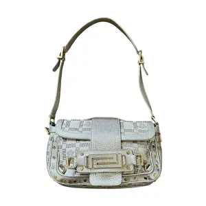 Pre-owned VERSACE Medusa Shoulder Bags logo light gold shoulder bag authentic with COA