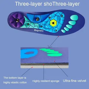 Insoles High Arch Support for 220 lbs Shock Absorption Acupressure Design Velvet Three-layer Magnetic Shoe Accessory