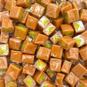 Caramel Cubes Candy | 1 Pound Bag - Approx. 75 Count | Green Apple Filling | Individually Wrapped