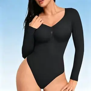 Women's Seamless Minimalist Shapewear BodysuitUnitard | Waist Cinching Belly Control with ZipperFly Easy Wear Layered Base Layer