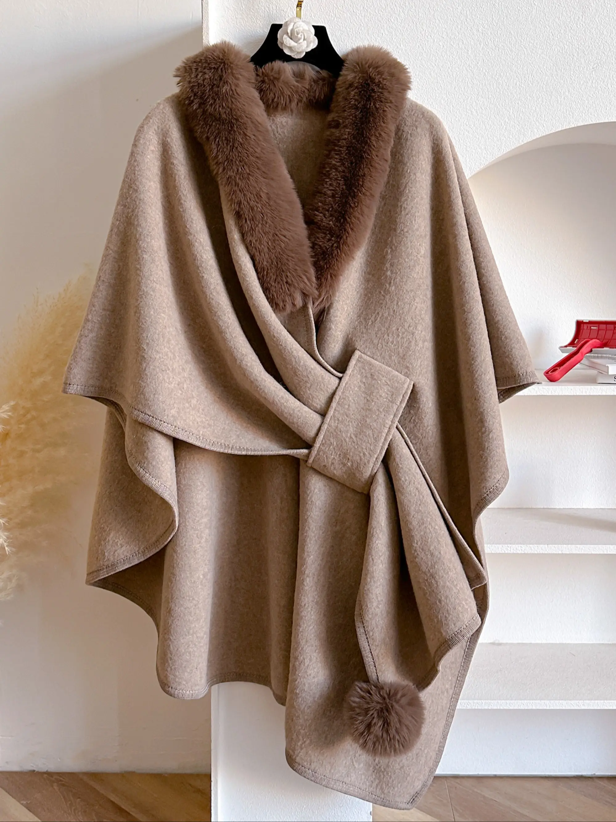 Women's Fall Winter Fashion Solid Color Shawl, Fashion Neck Shawl, Warm Comfortable Scarf, Fluffy Soft Scarf, Casual Multi-Functional Wrap, Perfect for Autumn/winter Decor