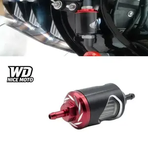 Wd Nice Moto 6mm Universal Motorcycle Inline Carb Fuel Gas Filter, Stainless Steel Core, Glass Perspective, Fuel Alloy Motor Oils Filter