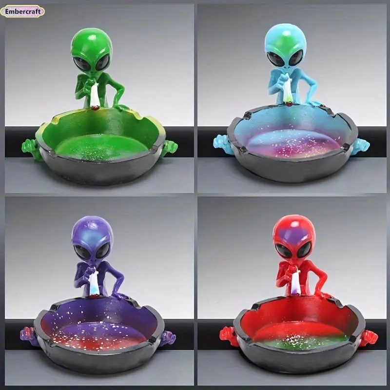 Sci-Fi Gothic Alien Ashtray, Detailed Resin Statue and Incense Burner, Dual-Use Compact Ornament for Witchy Home Decor or as Oddities Gifts