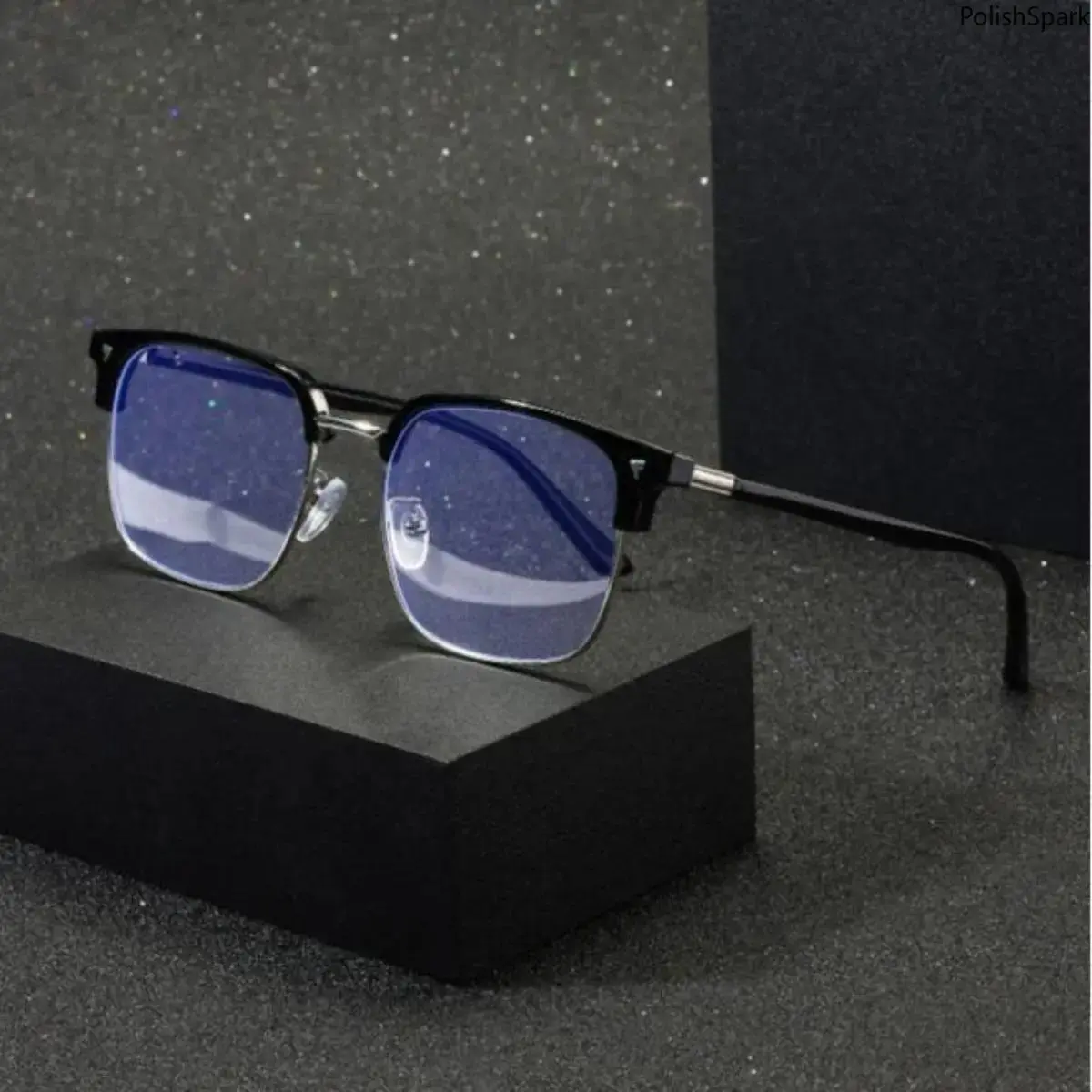 Women's Semi-Rimless Blue Light Glasses, Lightweight Browline Metal Frame with Anti-Eyestrain Resin Lenses for Computer, Studying & Gaming, Gamers, Blue Light Blocking Glasses, 18G, Office/Gaming, Durable, Female, Reduces Dryness