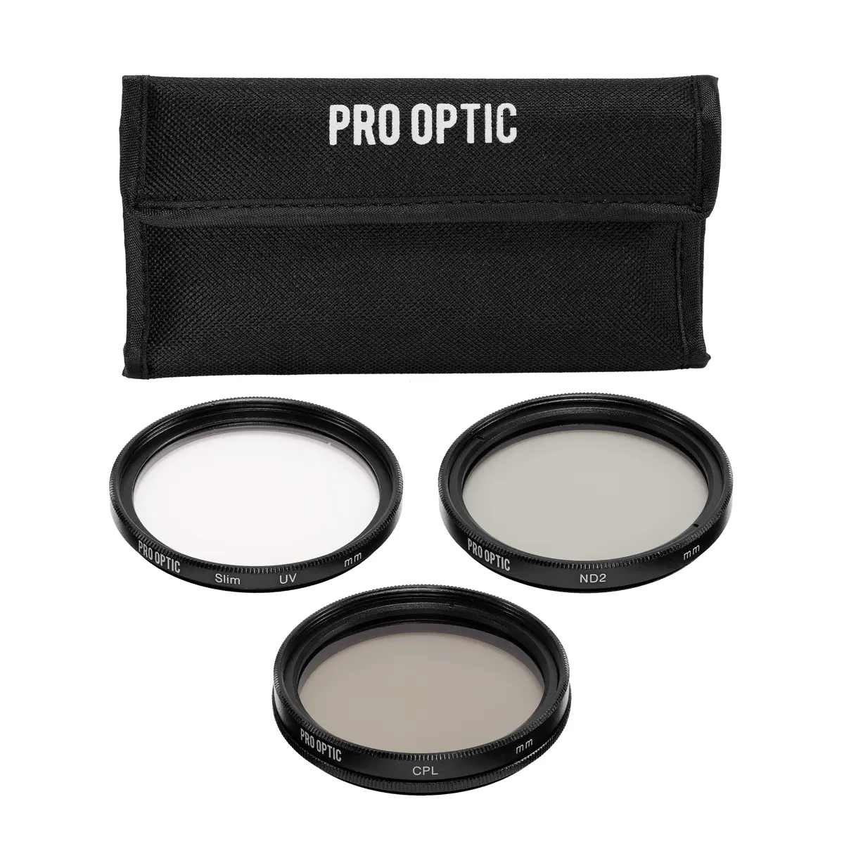 ProOptic 49mm Digital Essentials Filter Kit, with Ultra Violet (UV), Circular Polarizer and Neutral Density 2 (ND2) Filters, with Case