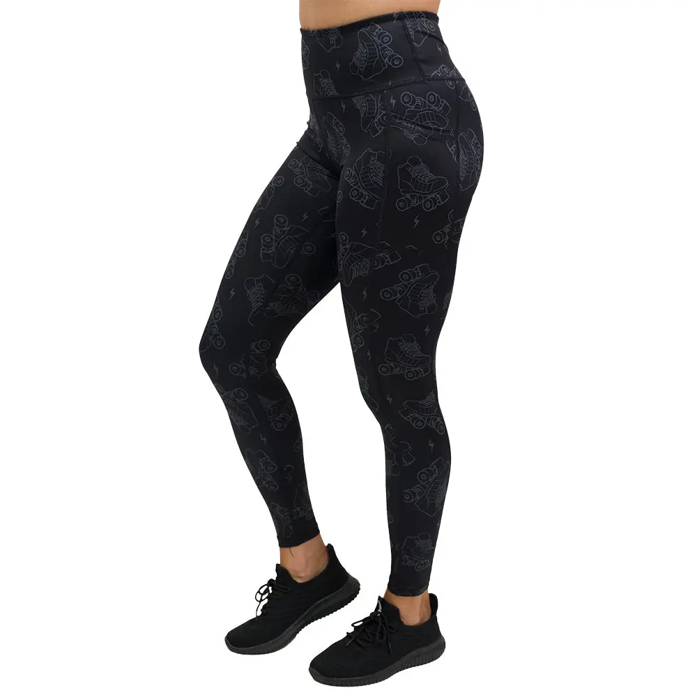 CVG Roll With It Leggings Athletic Stretchy Material Elastic Waist Activewear, Capri