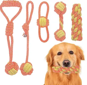 7 Pack Puppy Rope Toys, Dog Rope Toys for Small Dogs, Dog Tug Rope, Puppy Teething Rope for Teeth Cleaning and Chewing, Keep The Dog from Being Bored, Variety of Dog Cotton Rope Toys, Orange