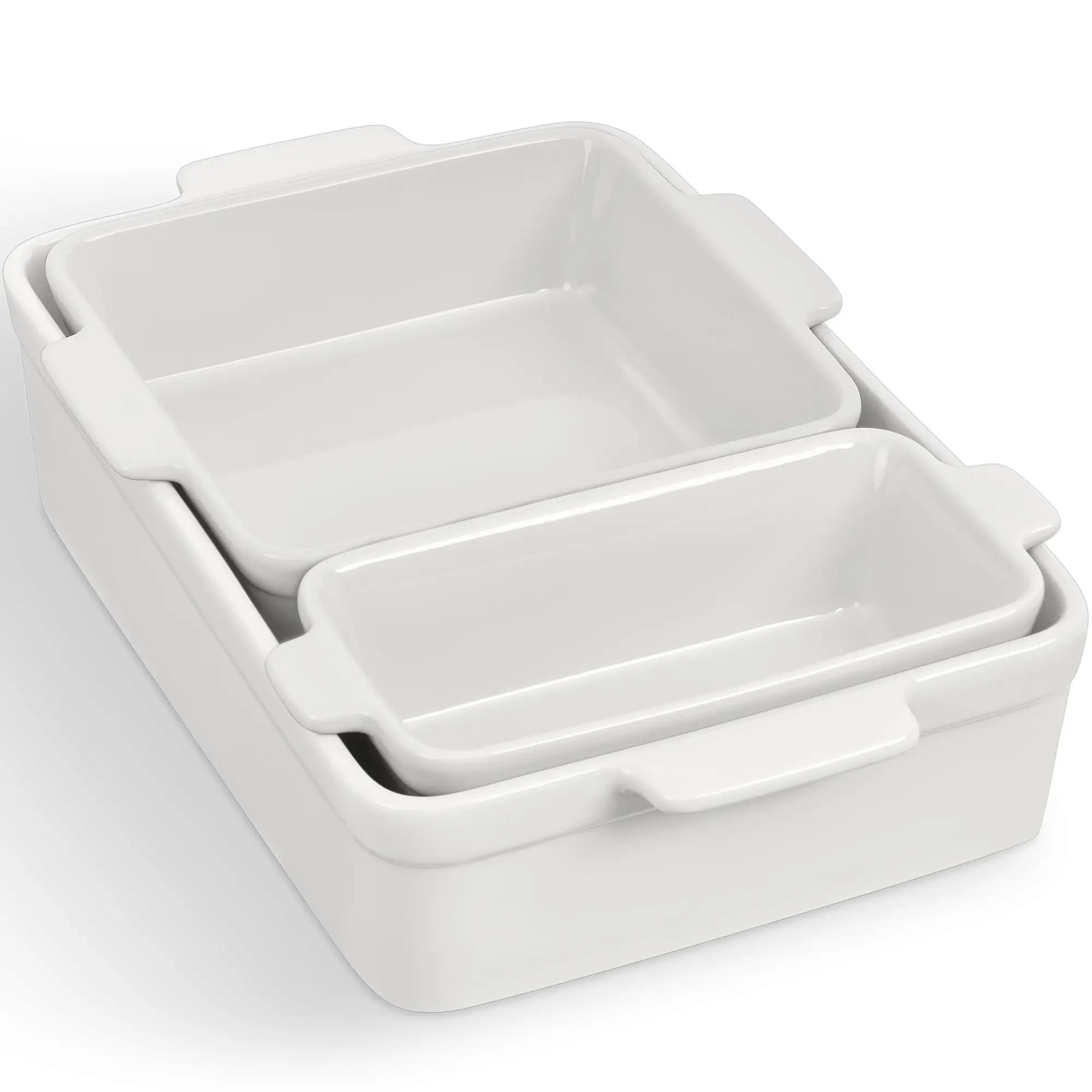 Best Choice Products Ceramic Bakeware Set of 3 Casserole, Loaf, and Square Dishes w/ Handles Best Choice Products Ceramic Bakeware Set of 3 Casserole, Loaf, and Square Dishes w/ Handles