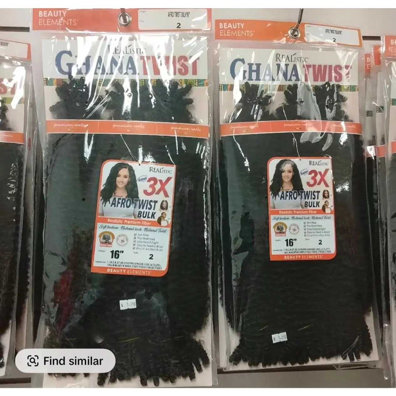 Realistic Ghana Twist 3X Afro Twist Bulk 16" 2 Pack Black Hair Extensions