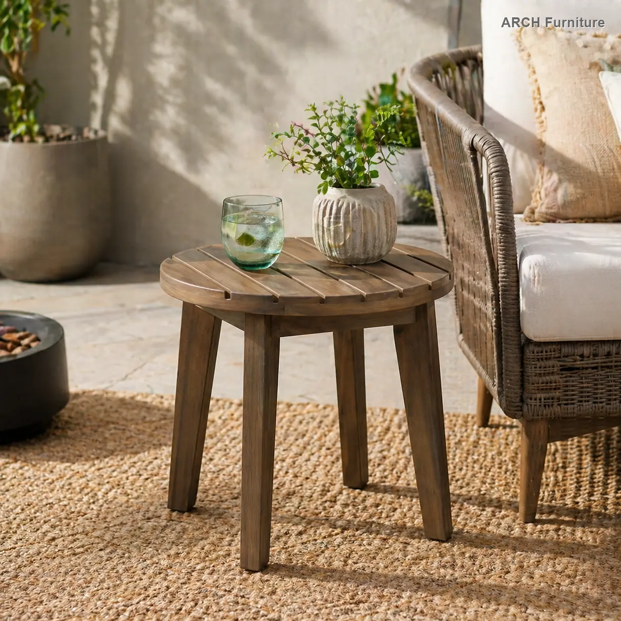 Christopher Knight Home® 16" Square Acacia Wooden Outdoor Side Table - Slatted Design, Gray Finish, Rustic Farmhouse, Weather Resistant, Outdoor Living Furniture, Wooden Outdoor Table