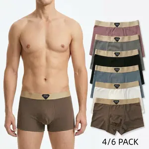 4/6 Pcs Men's Sports Boxer Briefs Set, Ultra-Soft Stretch Breathable Fabric, Medium Elasticity Design, Multiple Colors, L-3XL, Casual All-Day Sports Underwear