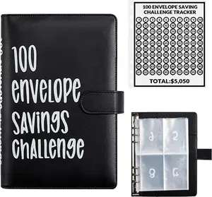 100 Envelopes Money Saving Challenge, Savings Challenges Book with Envelopes & Challenge Tracker, Motivational Process to Save $5050, Money Saving Binder 100 Pocket Pre-numbered