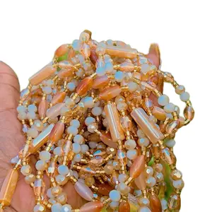 Buttercreme Luxe Waistbeads Crystals on African Cotton Thread Waist Bead Jewelry