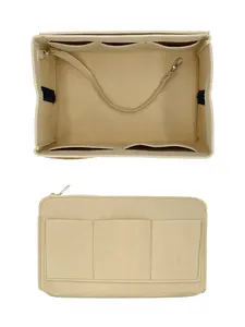 Felt Bag Organizer Insert for Speedy 25/30/35 & Neverfull PM/MM/GM, Purse Liner with Multi-Pockets & Zipper Compartment, Multipurpose Tote Organizer