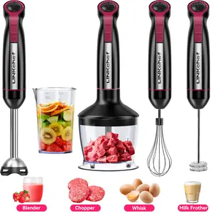 LINKChef Immersion Blender, 1000W 20-Speed 5-in-1 Immersion Hand Blender with Turbo Mode, Scratch-Resistant Stick Blender for Baby Food Processor & Chopper(Black)