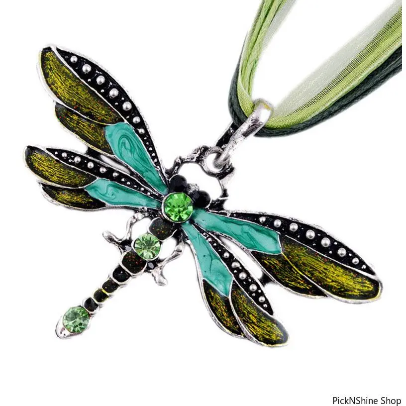 Whimsical Dragonfly Pendant Necklace with Rhinestone Crystals, Elegant Black Ribbon Choker, Unique Jewelry Accessories for Women, Dragon Shaped Pendant, Whimsical Jewelry, Basic, Unisex, Fashion, Unique Accessory, Daily