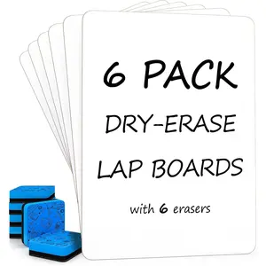 Small Dry Erase Boards for Students, 6 Pack 9 x 12 Double Sided White Boards with 6 Erasers, Student White Boards for Classroom, Personal Whiteboards for Kids, Mini Lap Boards
