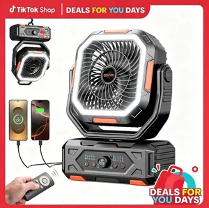 OGERY 2026 Upgraded Camping Fan, 30000mAh Rechargeable Fan with LED Lights & 270° Pivot, Remote Control Shaking Head Desk Fan for Tent Travel Home Multifunction Outdoor Activities summerwins