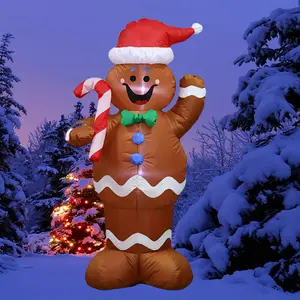 5 Foot Inflatable Gingerbread Man Christmas Decoration LED Lights, Fast Inflation, Yard Inflatable, Garden Lawn Decorations