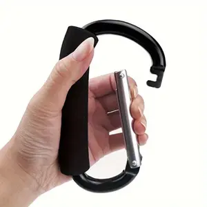 2pcs Keychain, Large D-shaped Backpack Buckle with Sponge Handle, Hook Carabiner