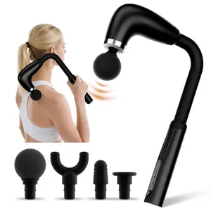 Massage Gun, USB Rechargeable Deep Tissue Percussion Massager with 9-Speed Adjustable Settings, Ultra-Quiet Brushless Motor, 4 Replaceable Heads, Muscle Fascia Gun for Pain Relief, Black Gift post-workout relaxation