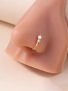 1 piece Of Personalized Simple U-Shaped Nose Clip Shiny Cz Water Drop Design Cubic Zirconia Nose Ring Women's Non-Perforated Nose Clip Jewelry Golden