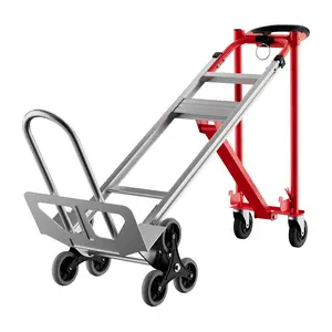 GAOMON Foldable Hand Truck with Stair Climber Wheels,- 3 in 1 Convertible Heavy Duty Dolly Cart with Elastic Straps, 800 lbs Capacity, Aluminum Collapsible Hand Truck Dolly for Home, Warehouse Moving - Red