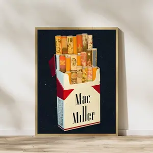 Mac-Miller Cigarette Pack Discography Retro Poster, Hip Hop Poster, Rapper Poster, Wall Art Decor, gift idea to him her
