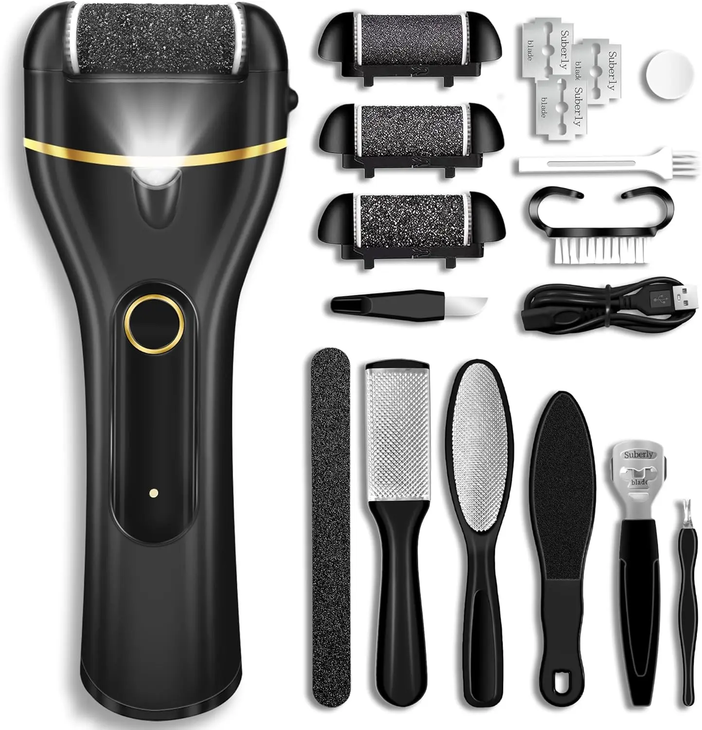 Callus Remover for Feet, Electric Foot Callus Remover Waterproof with 3 Rollers 2 Speed Battery Display, Rechargeable Foot File Pedicure Kits for Dead Hard Cracked Dry Skin