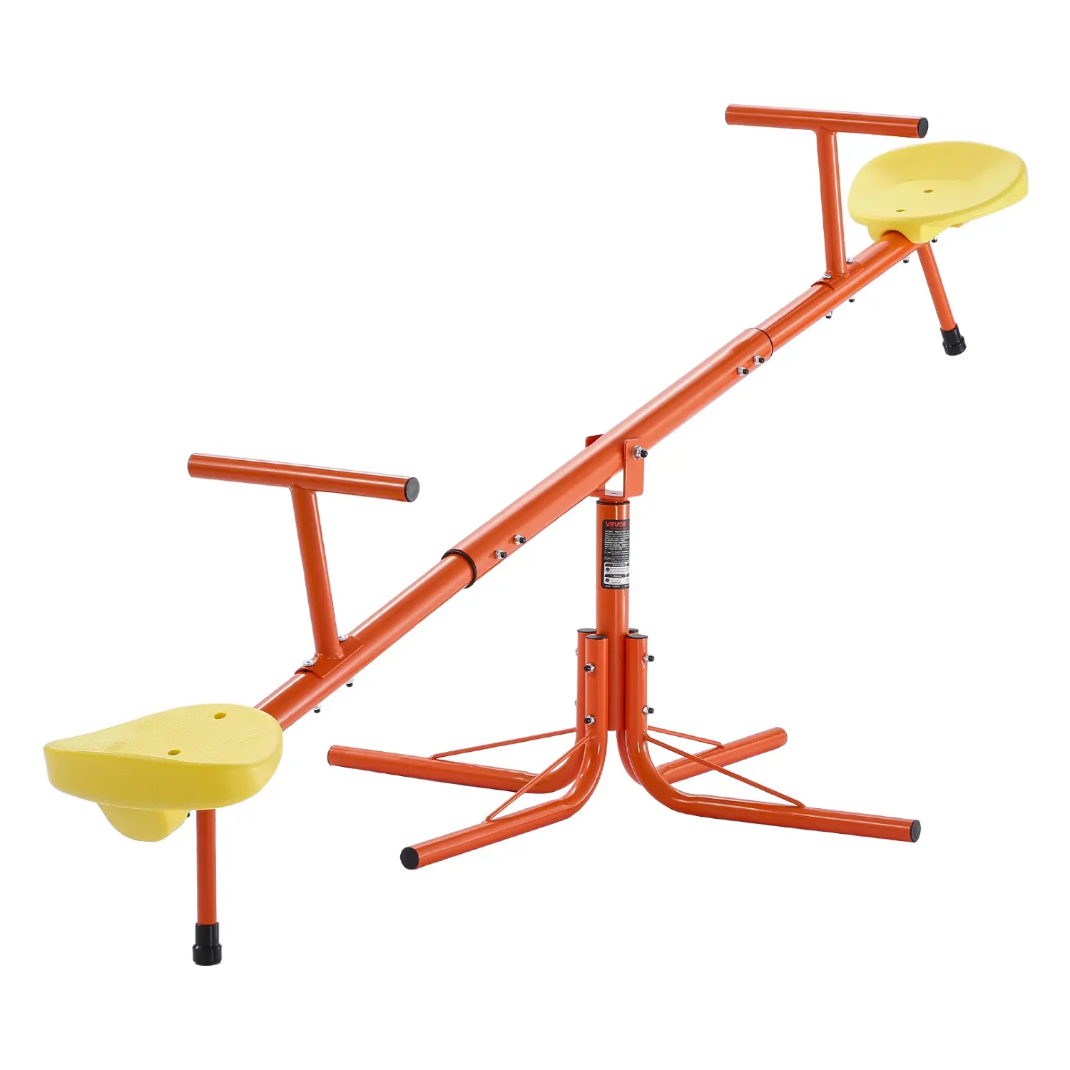 【SummerFinds】VEVOR Durable Kids Seesaw, 100 lbs Load Capacity per Seat, 360-Degree Swiveling Sit-and-Spin Teeter Totter, 4-Prong Support Legs, Outdoor Playground Equipment for Ages 3+ Children