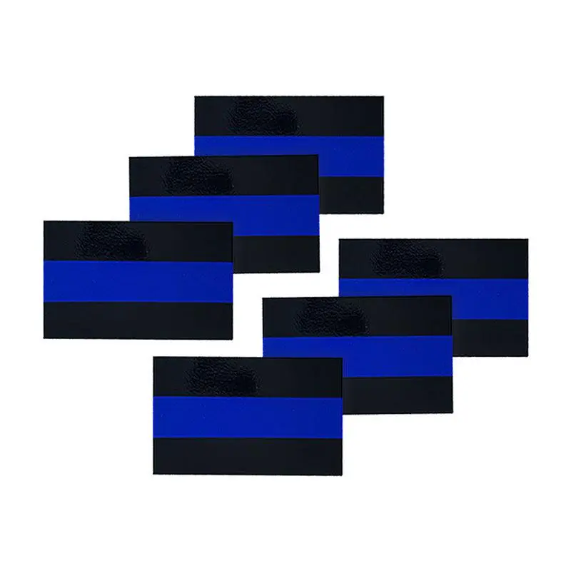 Reflective Thin Blue Line License Plate Stickers, 1 x .1.5 Inches, 6 Pack