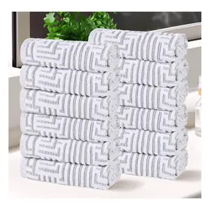 Superior Cotton Jaq Plush Soft Absorbent Face Towel Set of 12