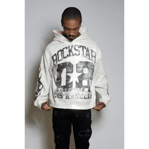 Flamur White Rhinestone Oversized Hoodie