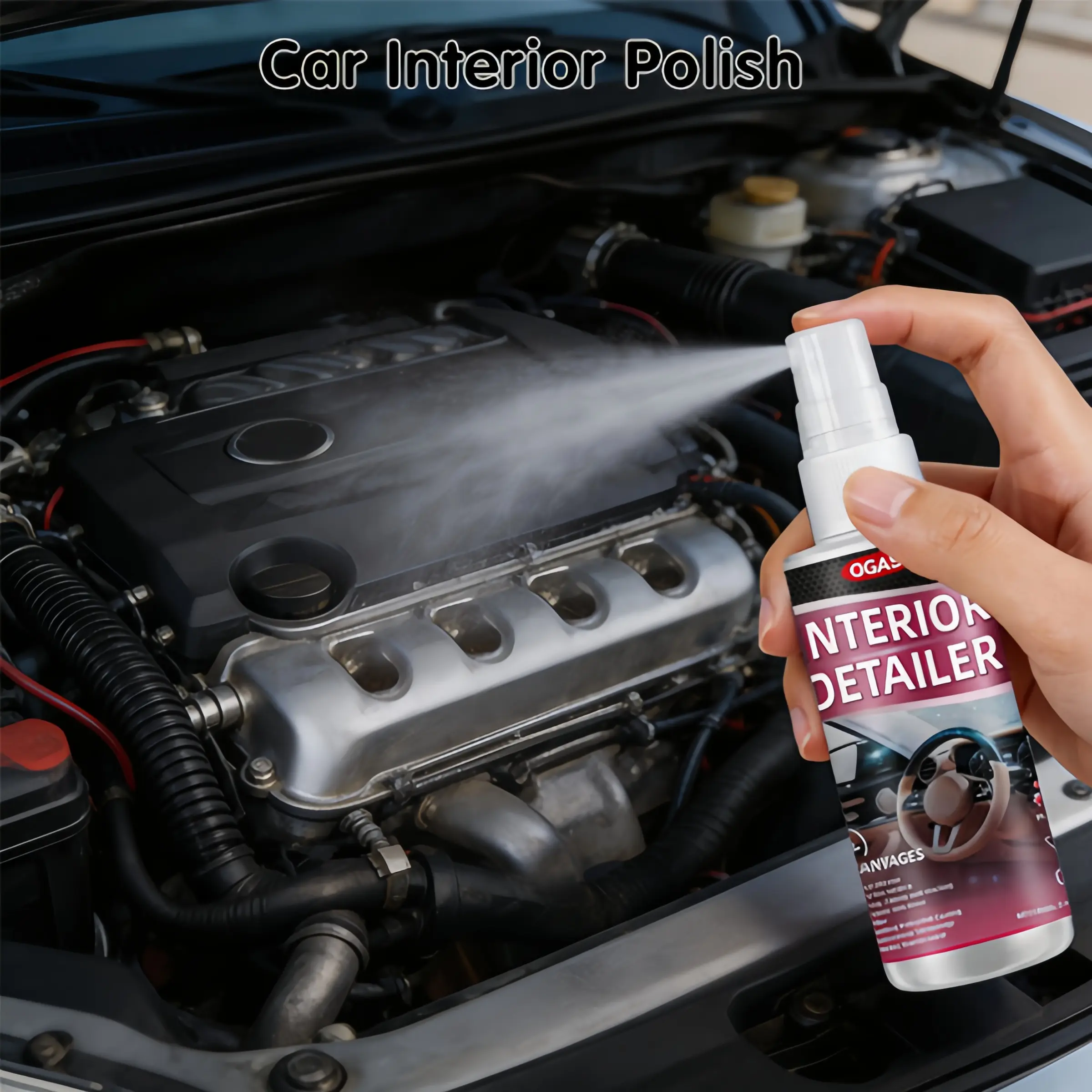 100ml Car Interior Surface Cleaner Spray - Plastic/Rubber/Leather Care, Shiny Polish, Anti-Aging UV Protection, Wheel Cleaner, Easy-to-Use Auto Detailing Supplies, Adults, Daily Care, Liquid, Long-Lasting