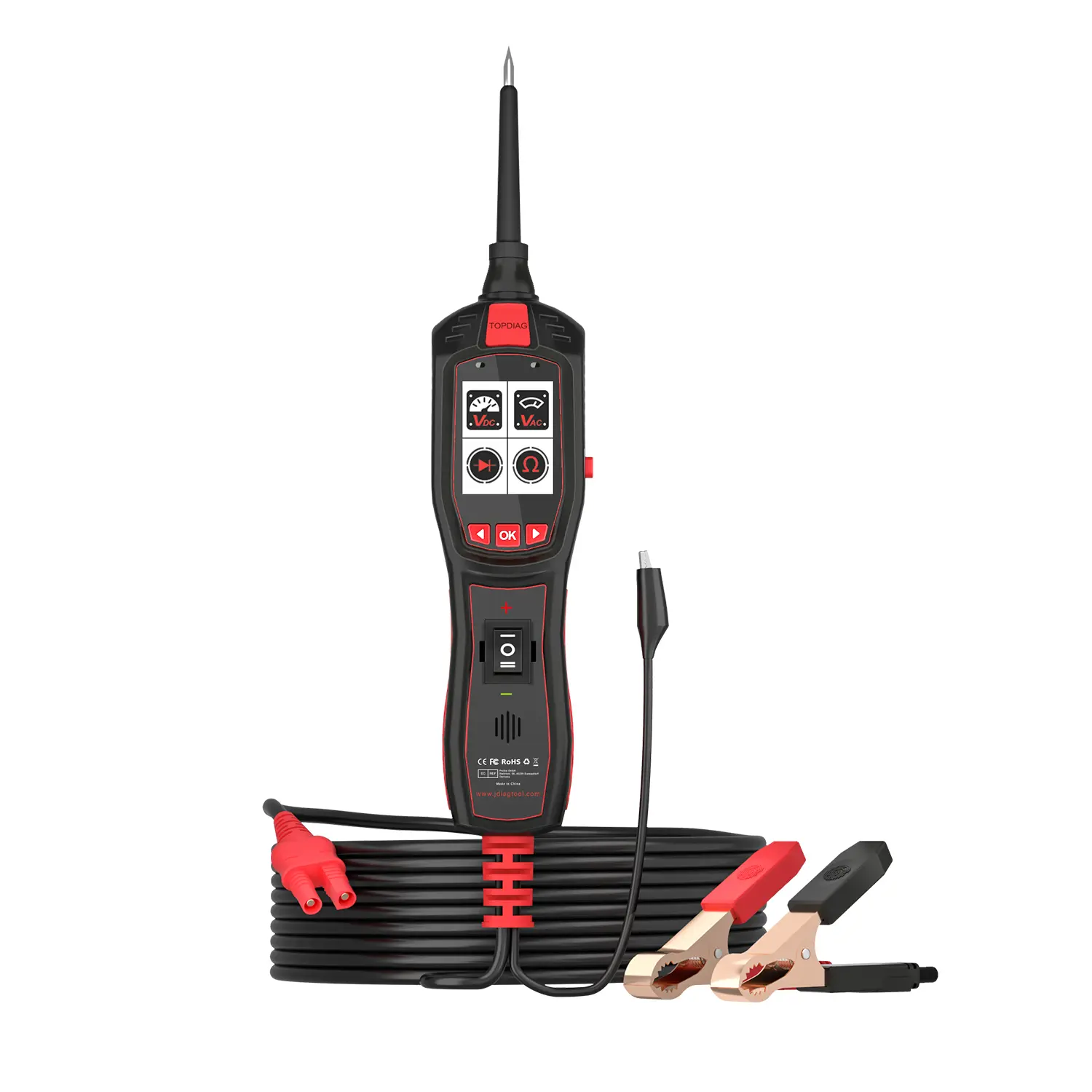 JDiag P150 Digital Automotive Voltage Tester Pliers, 6-30V Professional Car Circuit Tester with 4 Modes & Component Activation for Vehicle Electrical Diagnostics, Digital Automotive Tester