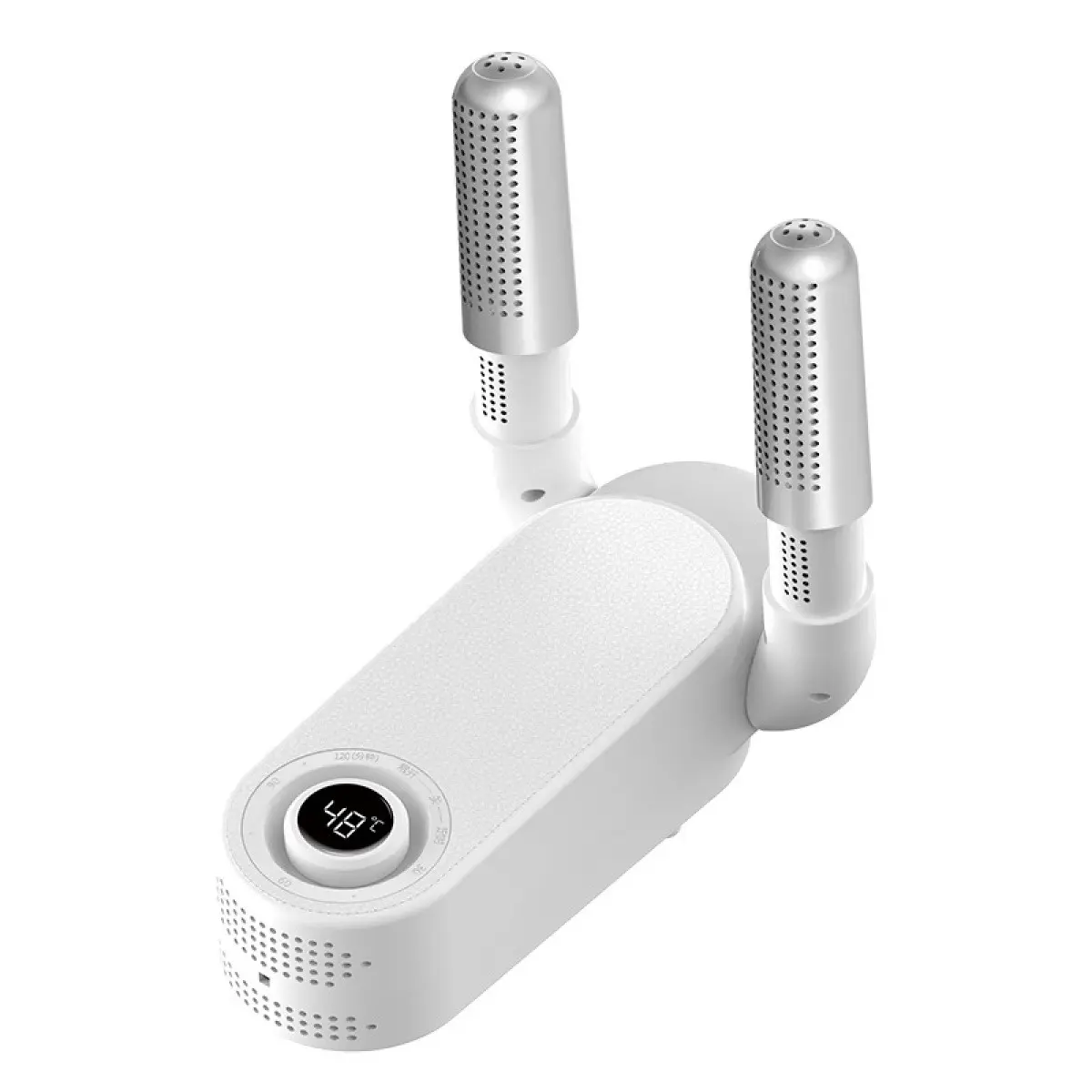 Portable home and travel shoe dryer, can be suspended or flat, purple light sterilization, folding storage, timing switch, automatic power off for all kinds of shoes/boots/socks/hats/rags/cloth bagsFoldable Digital Shoe Dryer with Handlemechanical control