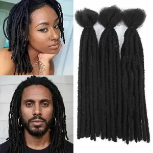 Handmade Real Human Hair Dreadlock Extensions | Permanent Loc Extensions for Men Women Basic Style | Dyeable & Bleachable 0.4-0.6cm Width 4-12 Inches | for Loc Repair Add Length Thickness Loc Journey