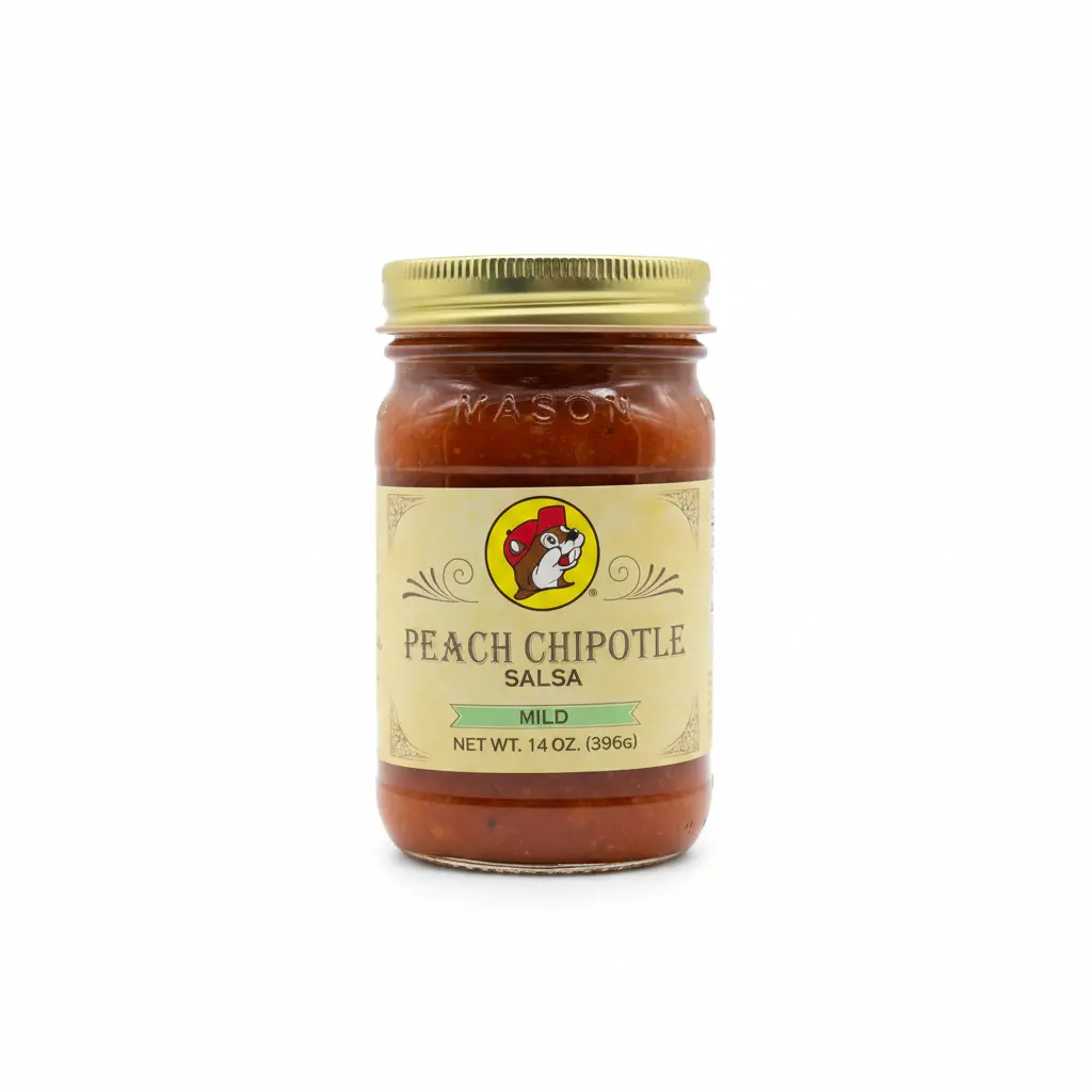 Buc-ee's Mild Peach Chipotle Flavor Salsa - 14 oz Handcrafted with Sweet Ripe Peaches, Smoky Chipotle Peppers for Dipping, Topping