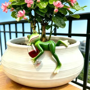Funny Resin Frog Garden Statues - Whimsical Home Decor, Outdoor Decor, Miniature Flower Pot Edge Accents for Yd Patio, Unique Birthday Gifts for Women, Fairy Garden & Potted House Plant Ornaments Yard Decoration Planter