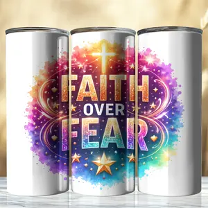 Faith over Fear 20oz Stainless Steel Tumbler with Lid and Straw