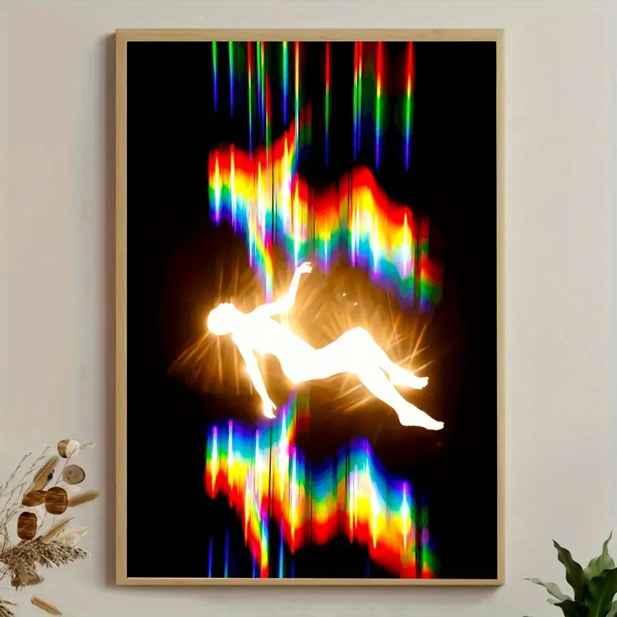 1pc Canvas Art Print Poster - Inspiration & Musical Aura Theme, Contemporary Art Deco Style, Ink Wall Art for Living Room, Bedroom, Dining Room - Frameless Phase Shift & Body Soul Aesthetic Artwork - For Art Lovers & Home Decor Enthusiasts - Perfect Gift