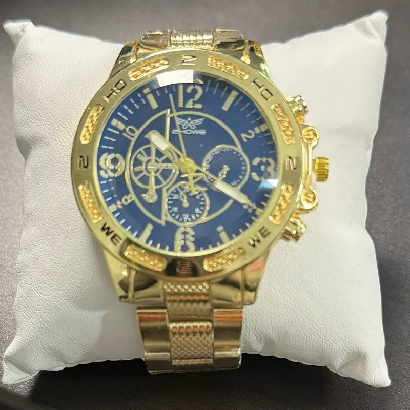 Royal Blue Titan Watch – Luxury Men’s Gold Stainless Steel Quartz Watch