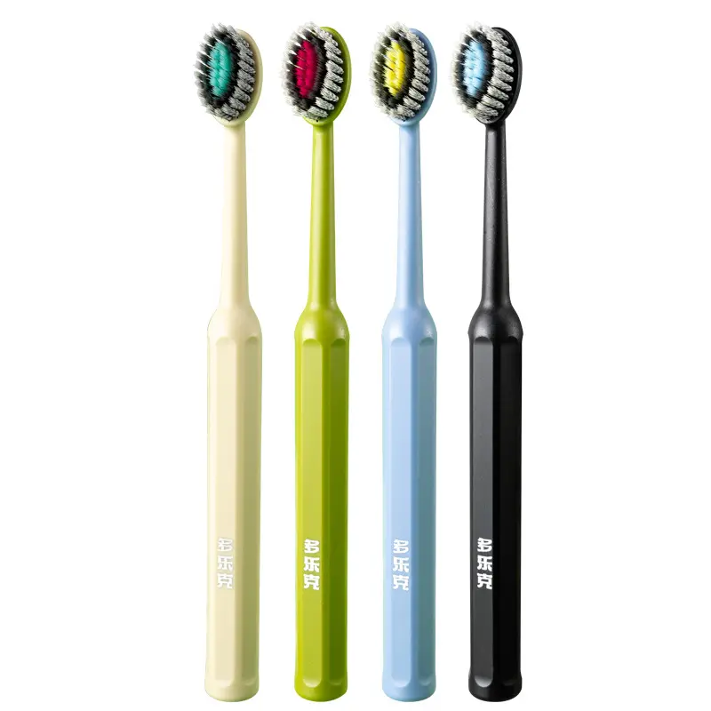 Dopamine Wide-Head Toothbrushes with Soft, Mountain-Shaped Bristles for Deep Cleansing and Gum Care - 4-Pack for Adults, Couples, Multi-Pack, Couple, Manual, Boxed Set, Oral, Box Set